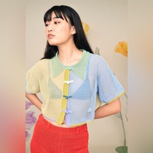 YANYAN ‘Netty Open Stitch Crop Cardigan’ small